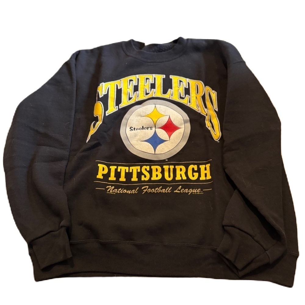 1995 Pittsburgh Steelers Sweatshirt Adult Large Black Big Graphic Crewneck NEW